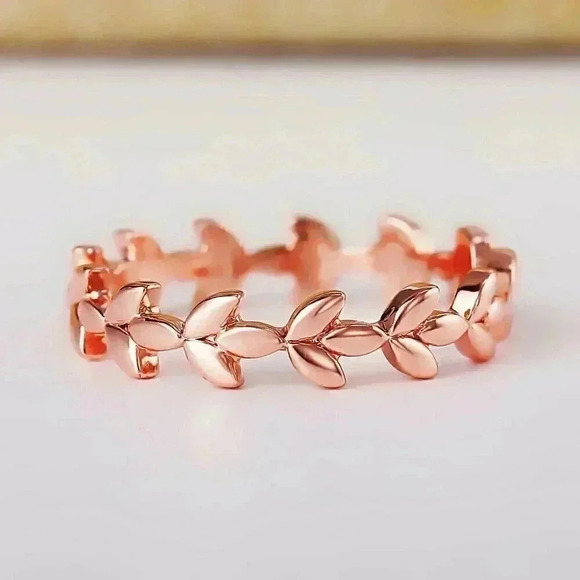 New 14k Rose Gold over Sterling Silver Ivy Band - Picture 3 of 3